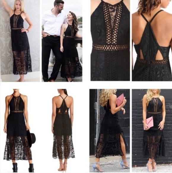 Free People Anastasia Lace Crochet Lined  Fairy Goth Emo Sleeveless Maxi Dress - Picture 3 of 16